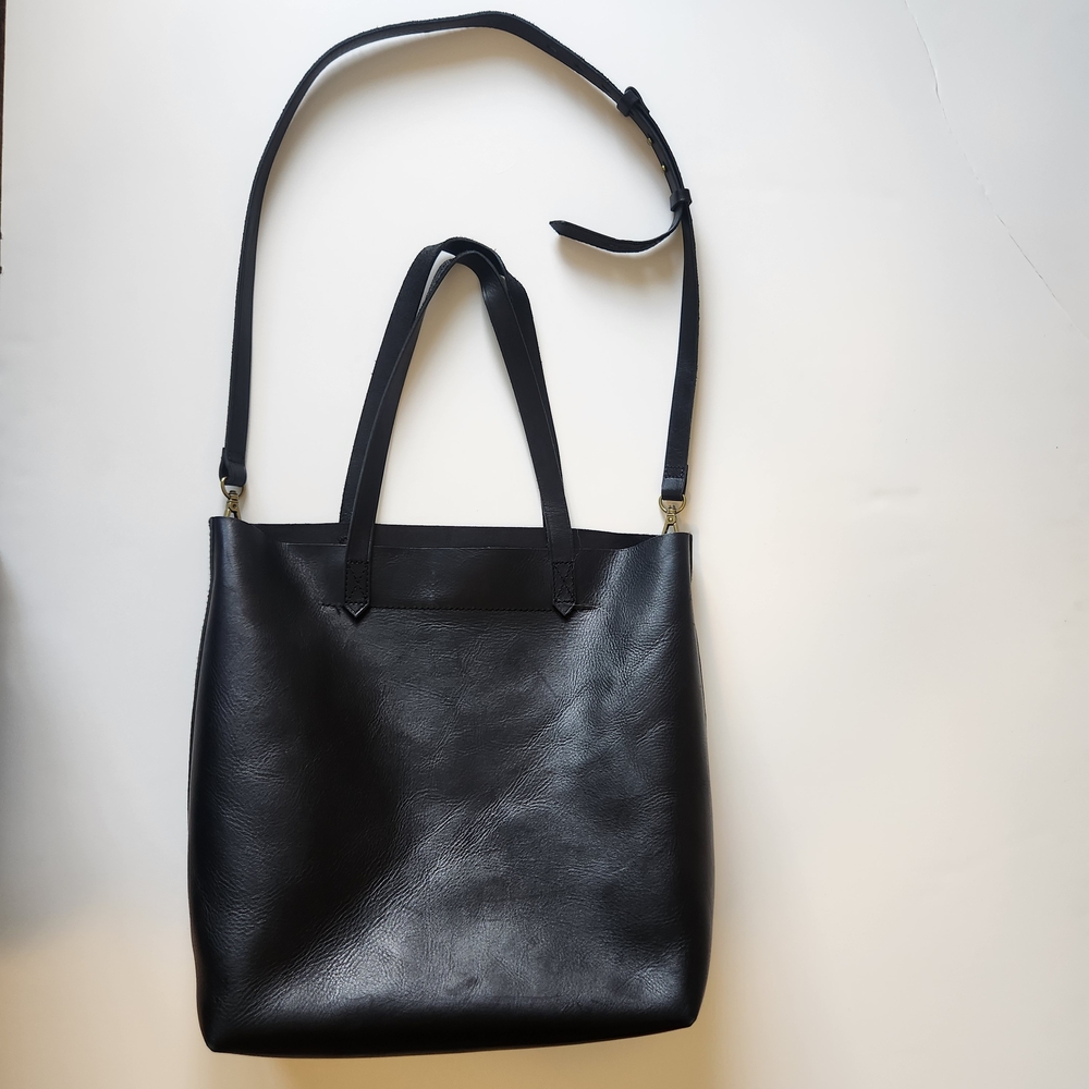 Madewell Black Leather Tote Bag